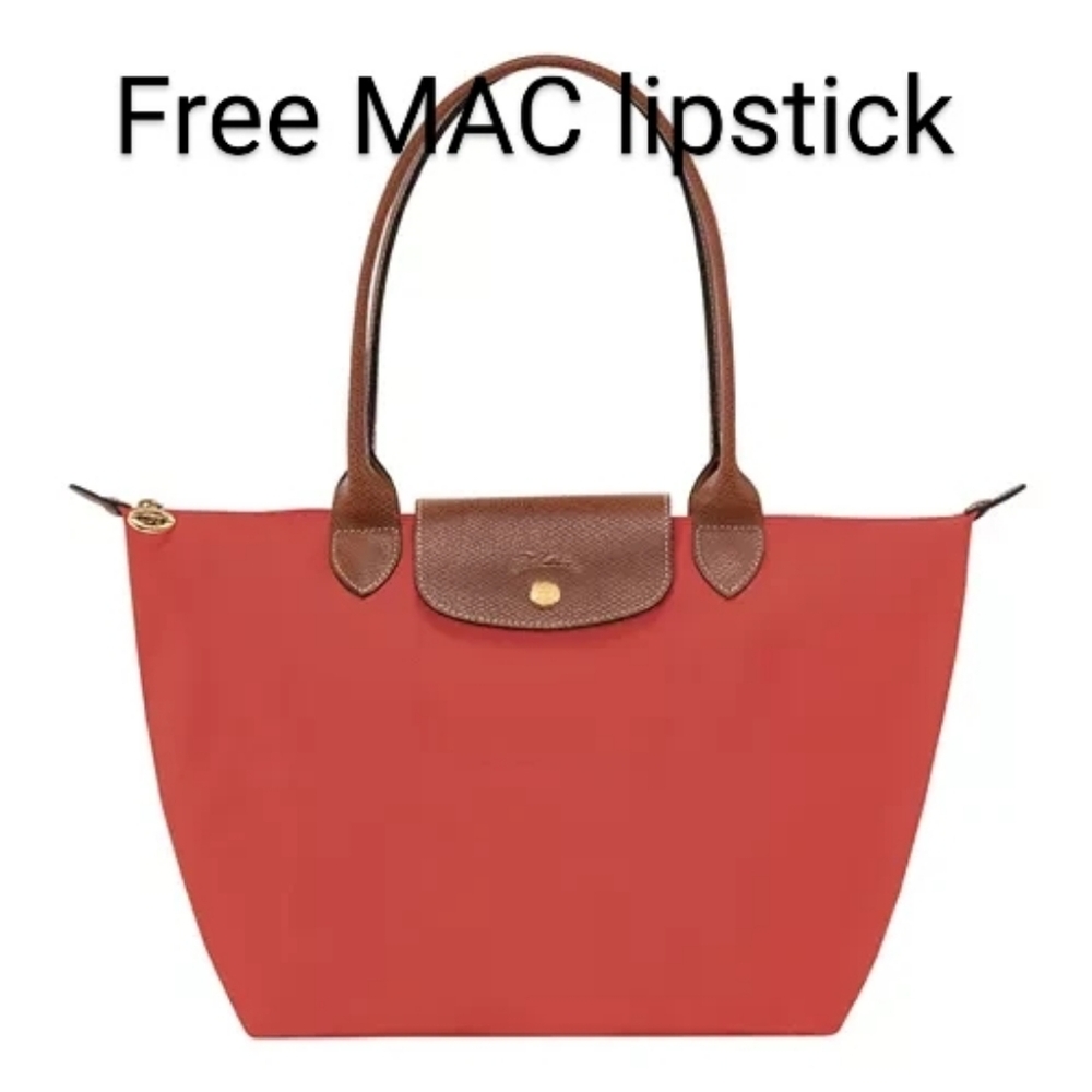 [Longchamp] Le Pliage Orig Med Nylon Tote | Tomato | Free Lipstick
